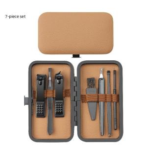 New Nail Clipper Set 7/16/24 Piece Brown High end Leather Bag Home Nail Scissors Foot and Nail Repair Tools