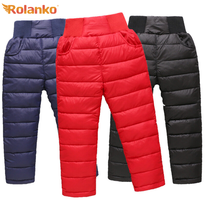 Rolanko 3-11 Years Kids Winter Pants Long Padded Thick Warm