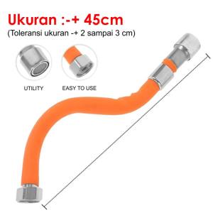 Selang Sambungan Kran Air Flexible 360 Derajat - Selang Flexibel Silikon Keran Pipa Orange Antarmuka Universal Pipa Rotasi Berubah Ubah 360Derajat