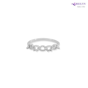 MEILYN Cincin Perhiasan Wanita Motif Permata Daun Lingkar Lapis Emas Putih Perak 18K 0222250044