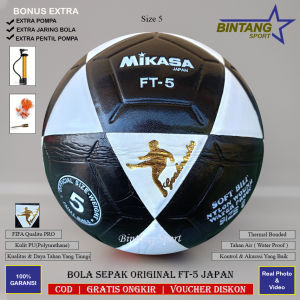 Bola Sepak Original Mikasa FT-5 Japan Bahan Kulit PU Super Premium Tahan Air Kuat dan Awet