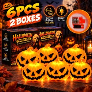 3pcs/pack Halloween Pumpkin LED Light with Battery Included Spooky Jack O Lantern Night Light Party Decoration