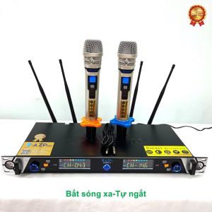 Mic không dây chính hãng Azpro có đầu thu4 râu bắt sóng rất xaMic sóng UHF hút âm nhẹtự ngắt