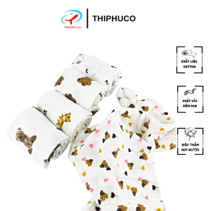 Khăn tắm xô 2 lớp cho bé cao cấp THIPHUCO 77x90 khăn tắm xô sữa thấm hút mềm mại thông thoáng khăn xô sữa cho bé sơ sinh