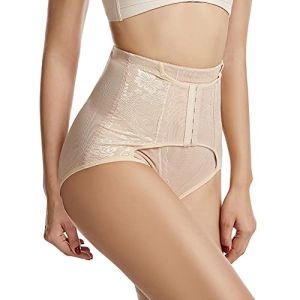 FUN POINT Woman High Waist Trainer Panty 2in1 Tummy Girdle Slimming Butt Lifting Shaper Panty with Bone