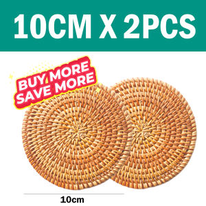 BestGila MALAYSIA Heat Resistant Handwoven Round Rattan Placemat Dining Table Mat Cup Rattan Coaster Alas Rotan 藤 杯垫