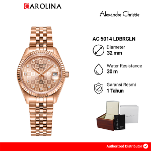 Jam Tangan Wanita Alexandre Christie Classic AC 5014 LDBRGLN Rosegold  Dial Stainless Strap