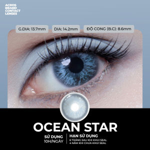 (HOẢ TỐC SG) Kính áp tròng màu Xanh Hollywood OCEAN STAR ACROS – Lens dùng 6 tháng đeo 10h/ngày