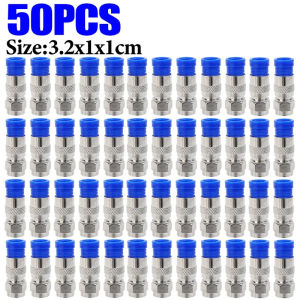 Dizoey 5/50x RG6 Compression Connectors Waterproof F Connector with Blue Insulation Sleeves for Secure Electric Cable Joining Supplies
