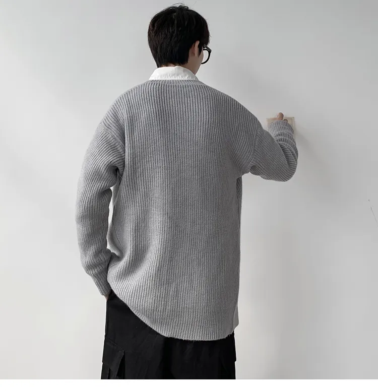 BULUOLANDI Winter Cardigan Sweater Men's Fashion Casual V-Neck