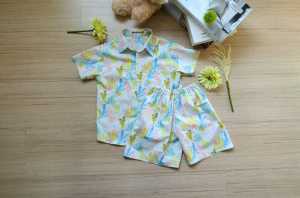 NEVERLAND ชุดเด็กผู้หญิง & ชุดเด็กผู้ชาย ลายปะการัง สีฟ้าอ่อน ผ้า Cotton 100%