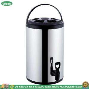 【24 hours Flash Delivery】สแตนเลสสตีลคอนเทนเนอร์สองชั้น 6L/8L พร้อมก๊อกน้ำนมถังน้ำชานมถังดื่มชาถังเครื่องดื่มสำหรับเครื่องดื่มร้อน