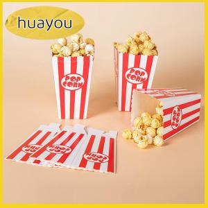 huayou 12Pcs Striped Popcorn Paper Boxes Buckets Red White Stripes Bags Snack Containers For Baby Shower Birthdays Party Supplies