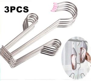 3pcs Stainless Steel Shoes Drying Hanger Shoes Drying Rack with 2 Clips Save Space  Drying Shelf Storage