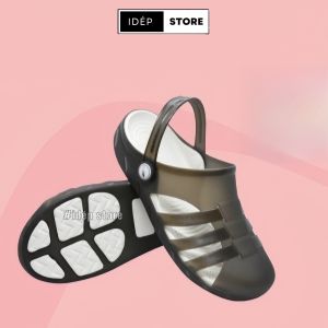 Giày sandal Giày sục nhựa dẻo 3 sọc cao cấp đi mưa bít mũi nữ iDÉP - GL043
