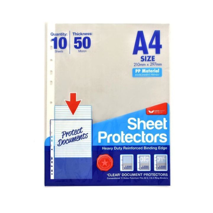 Unicorn a4 sheet protectors usp 10 50m lazada