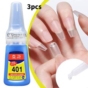 3PCS Nail Brush Glue Super Strong for Fake Nails 20g 401 Gluewater Universal Adhesive Fast Repair