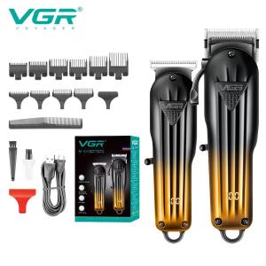 VGR V-646 Hair Clippers for Men Professional Cordless Beard Trimmer & Electric Razor Shavers for Men Rechargeable 2 Piece Barber Hair Cutting Kit LED Display Mens Grooming Kit