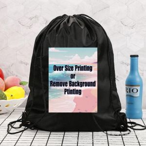 Customize String Bag Nylon Black | No MOQ | Waterproof Backpack Outdoor Women Men Nylon Bag