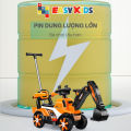 Xe cẩu điện cho bé cỡ lớn có thể tiến lùi điều chỉnh cần múc phù hợp trẻ em 2 - 6 tuổi. 