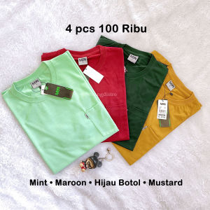 4 pcs Baju Kaos Pocket Saku MBN isi 4 pcs Tshirt Distro 24s Penang Distro