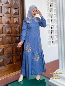 GAMIS WANITA TERBARU BORDIR KOMPUTER SIZE (M-XL) BAHAN KATUN TOYOBO PREMIUM