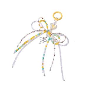 Handmade Bowknot Bag Charm Unique Bag Decoration Bowknot Bag Pendant Beaded Keychain Sweet Key Adornment for Daily
