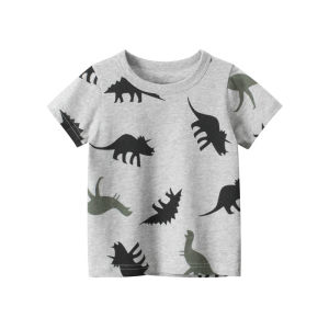 [zensasi] Baju Kaos T-Shirt Anak Laki-Laki Lengan Pendek Gambar Dinosaurus Warna Grey