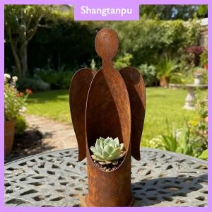 [shangtanpu] Vintage Rustic Angel Candle Holder With Wings Copper Finish Tabletop Candle Holder For Christmas Easter Thanksgiving Decor