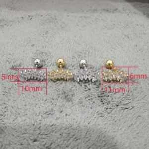 E7-C New Korea Helix Tragus big &small Crown Stud Earrings Ear Bone Studs 1/2 件全新韩国 Helix Tragus 大、小皇冠耳钉耳骨耳钉