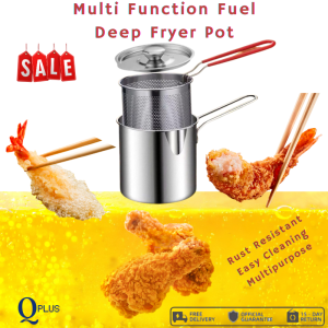 1.2L Multi-Functional 304 Stainless Steel (Food Grade) Fryer Pot (With Cover) Rust Resistant | Easy Cleaning | Multipurpose