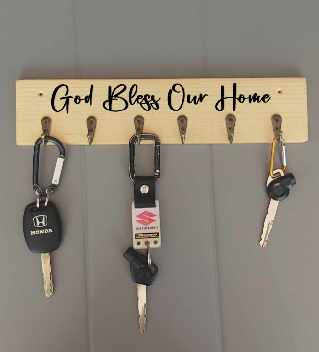 Key Holder Wooden Personalized Wall Mounted Hooks
