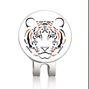 SDFBN Outdoor Sports Cap Clip Practical Ball Position Mark Tiger Pattern Golf Marker Aiming Tool Professional Golf Training Aids Ball Marker Holder Golf Ball Marker ic Cap Clip Tiger Golf Hat Clip