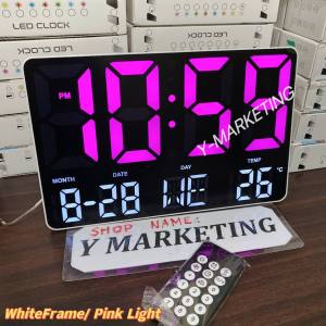 (0717) LED LARGE Display Digits With Remote Control Alarm Clock Wall-Hang & Stand (BlackFrame /WHITE LIGHT)