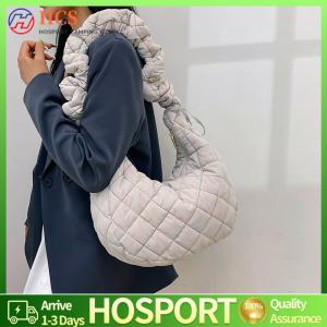 【HCS】Fashionable Quilted Tote Bag for Women Spacious Puffer Shoulder Bag Perfect for Shopping and Travel in Neutral Colors
