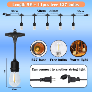 CHENBEN LED String Light Outdoor Waterproof Camping Decor Lamp Garden Patio Party Holiday Hanging Fairy Lights