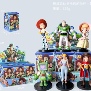 6PCS Toy Story Blind Box PVC Action Figures with Base Buzz Woody Lotso Alien Desk Car Decor Birthday Gift for Kids Fans Collectors