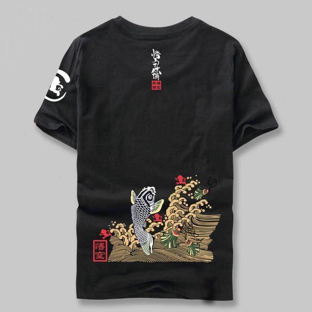 Japanese style Summer 2021 Men Brand Clothing Fashion Carp