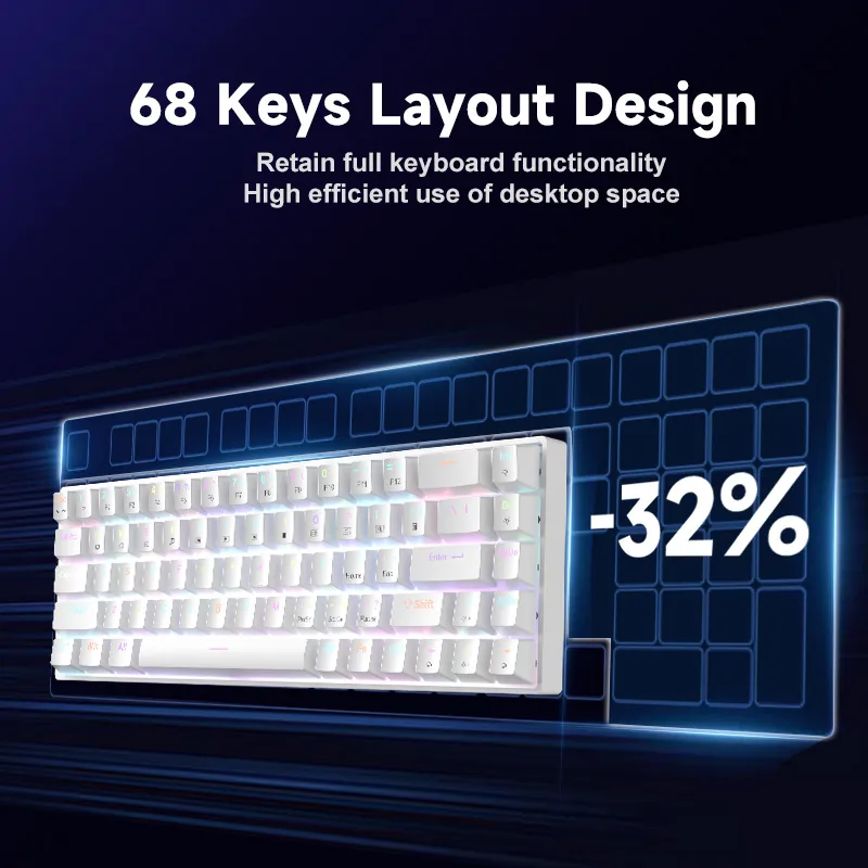 ZIFRIEND TK68 68 Keys Mechanical Keyboard Wired RGB Backlight Mini