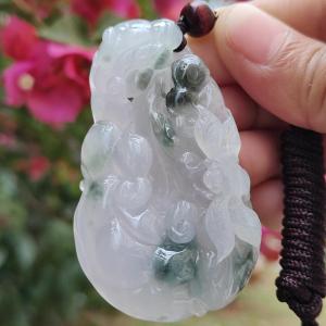 Premium Good Quality Light Lavender and Light Green Natural Type A Jadeite Jade crafted with Dragonfly Ruyi as Pendant certificate weigh 35.87 grams measurement 63 * 38.3 * 10 mm (pendant236)