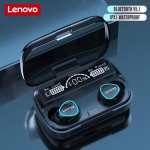 ♥100% ผลิตภัณฑ์ดั้งเดิม + Gratis Ongkir♥Lenovo M10Bluetooth หูฟัง5.1หูฟังไร้สาย TWS หูฟังตัดเสียงรบกวนควบคุมด้วยการสัมผัส3500MAH Xiaomi หูฟังสำหรับ iPhone