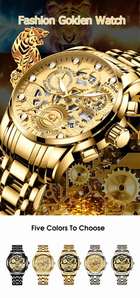 Golden wrist cheap watch for men