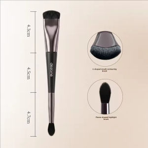 2-in-1 Highlight & Nose Contour Brush Double Ended Makeup Brush Portable Facial Sculpting Brush for Beginners