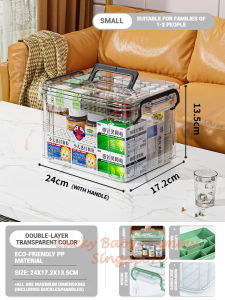 Transparent Medical Box | Double-Layer First Aid Organizer with Handle (S/M/L/XL Sizes) | Lucky Home