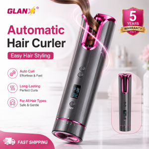 NEW Curling machine Automatic Curling Iron Portable Wireless Automatic Hair Curler USB Rechargeable with LCD Thermostat Electric Hair Curler with LCD Display Fast Heating Rotating Rotating Curling for Long & Short Hair Travel & Home Use