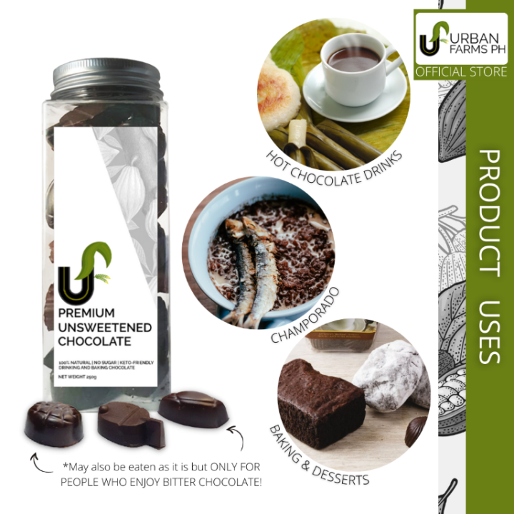 Premium Unsweetened Chocolate 100% Pure Cacao Tableya Keto - For Hot Chocolate, For Champorado - URBAN FARMS PH