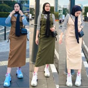 GalleryWattay - Overall Bella Premium - Overall Cargo Korean Style Wanita Kekinian - Jumbo XXL