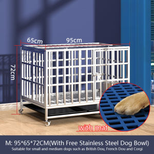 Stainless Steel Foldable Dog Cage - Thickened Square Tube with Toilet | For Medium & Large Dogs