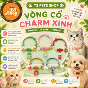 Vòng cổ nút gỗ phong cách Nhật dành cho chó mèo - T3 PETS SHOP