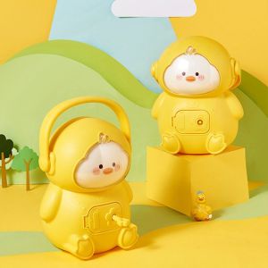 NCNC(OKDEALS01) Cartoon Cute Duck Coin Bank with Key Duck Shaped Creative Coins Storage Box Birthday Gift Portable Duck Money Savings Tank Home Ornament
